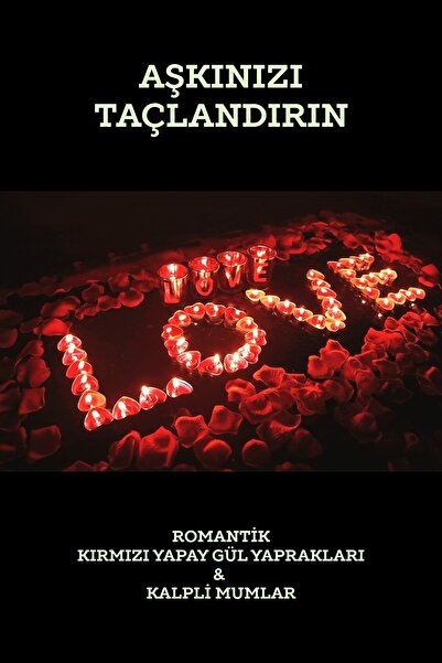 SkyPop Romantic Red Artificial Rose Petals & Heart-Shaped Candles Surprise Set, Lover, Marriage Proposal.