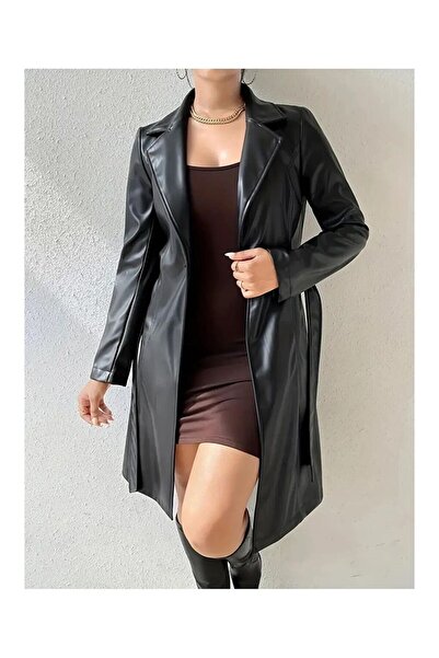 Masal Premium Deri Trençkot Astarlı