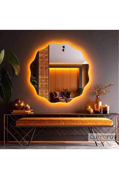 lumora mirror design Cirelia Amber Led'li Lazer Kumlamalı Lavabo & Banyo Ayna...