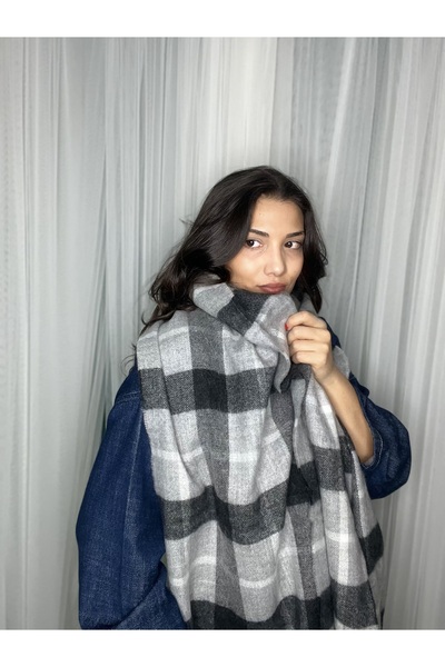 laviyonsa Eșarfă și șal din lână groasă de iarnă, model cu ciucuri