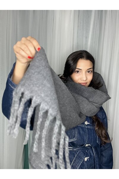 laviyonsa Eșarfă și șal din lână groasă de iarnă, model cu ciucuri