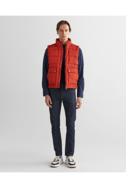 Gant Men's Red Mock Neck Goose down Vest
