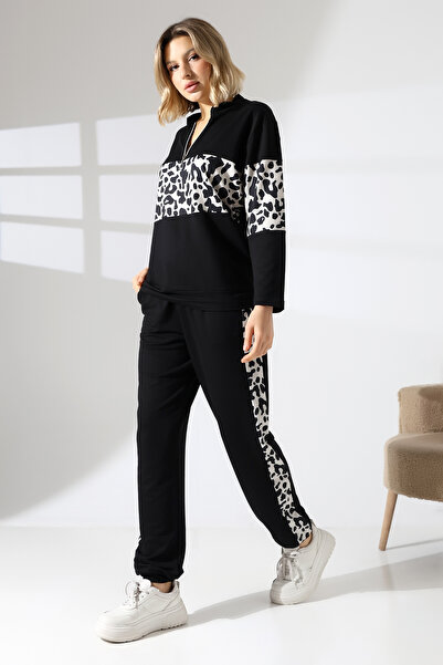 lubiti بدلة رياضية بطبعة الفهد مع حزام وسروال مضلع