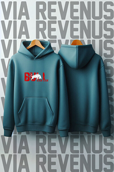 Vordevia Hanorac BULL cu imprimeu 3 Thread Ş cu căptușeală din fleece K cu glugă