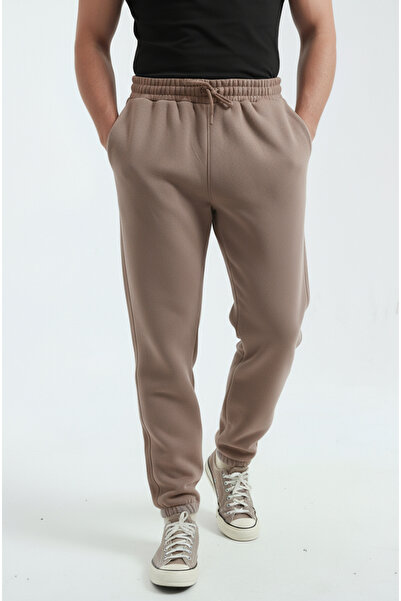 Sizce Moda Καφέ ανδρικό παντελόνι με ελαστικό πόδι, κανονικό παντελόνι από μαλακό βαμβακερό ύφασμα 3 κλωστών
