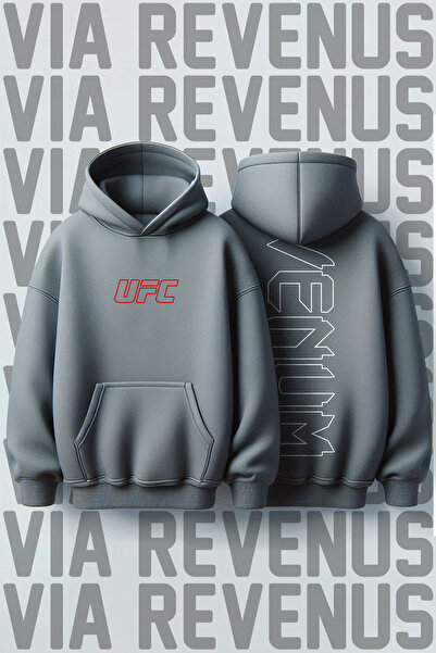 Vordevia سترة UFC أمامية وخلفية مطبوع 3 Thread Ş مبطن بالصوف K بغطاء رأس