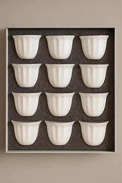 Urbanza طقم فناجين قهوة عربية من ١٢ قطعة | دلة فنجان من البورسلين الأبيض الفا...