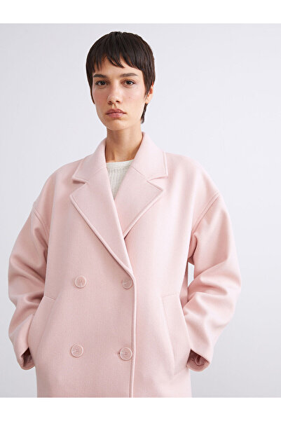 LC Waikiki New Season Double-Breasted Collar Women's Cashmere Coat