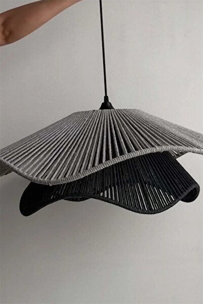 afralya home AFRALYA Handmade Tekli Sarkıt Avize Gri Avize