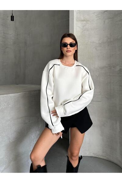 FERZOLAİO سويت شيرت أبيض نشط قصة فضفاضة