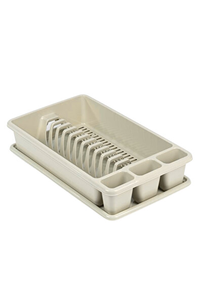 LYOBEST Dish and cutlery drier with tray, rectangular, medium, dimensions 42 x 26 x 9 cm, Brown