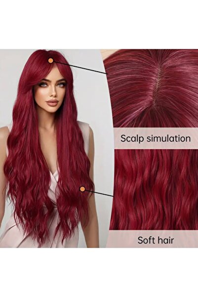 aura peruk Kızıl uzun perçemli dalgalı harika modelimiz