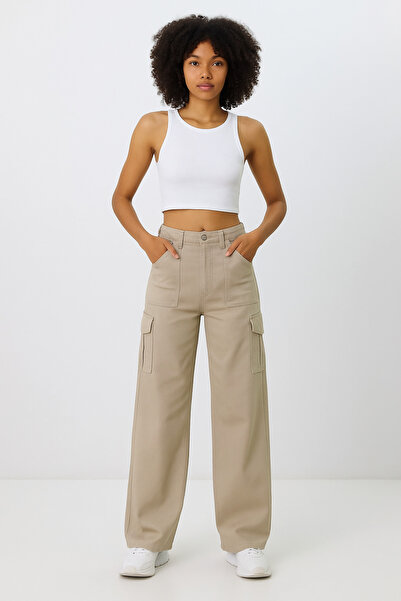 The Velavois Kadın Kargo Cepli Kot Pantolon