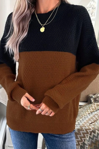 ESSFASIHON سترة تريكو برقبة دائرية