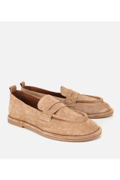 Hotiç Kadın Deri Bej Yumuşak Dokulu Günlük Loafer