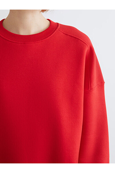 LC Waikiki Özmarka Yeni Sezon Bisiklet Yaka Oversize Kadın Kalın Sweatshirt