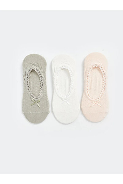 LC Waikiki LCW DREAM Yeşil Fiyonk Detaylı Kadın Babet Çorap 3'lü