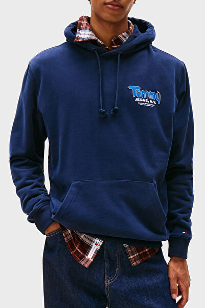 Tommy Jeans 100% Cotton Logo Regular Fit Hooded Sweat Men's Sweat Dm0Dm22086 C1G