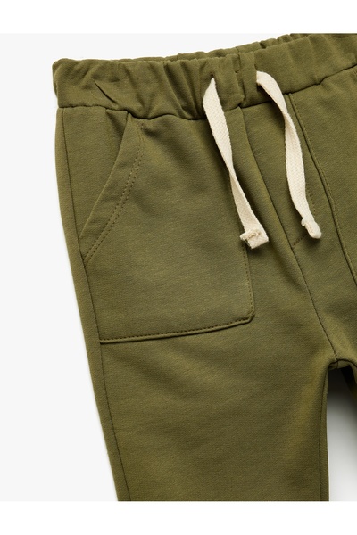 Koton Cotton Basic Sweatpants with Tie-Waist and Pocket Detail