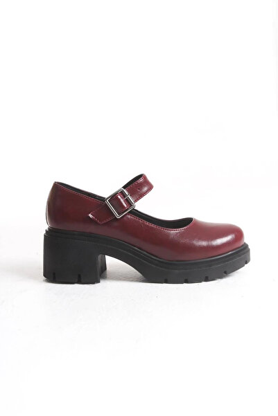TB Terzi Bey K-708 Burgundy Wrinkled Patent Leather Buckle High-Sole Loafer Shoes