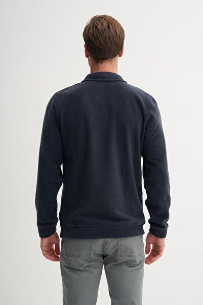 Cazador Regular Fit Thick Fleece Stand Collar Zippered Sweatshirt