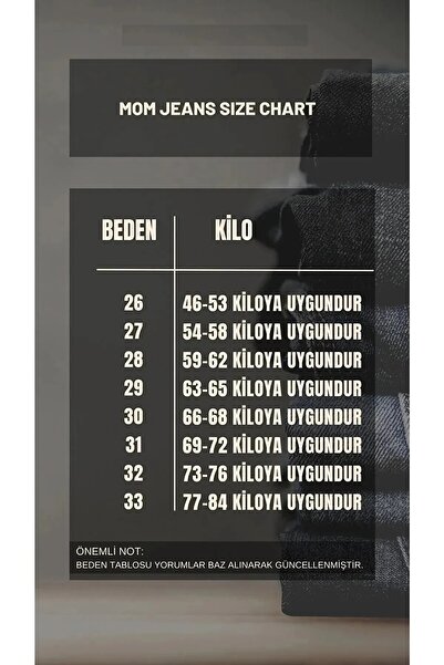 JILLY Lina Kar Mavi Mom Jeans Yüksek Bel Rahat Boyfriend