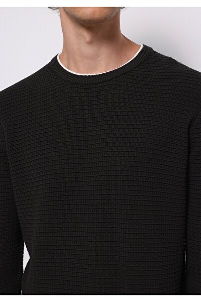 Colin's Pulover antracit pentru bărbați, cu gât rotund, jacquard