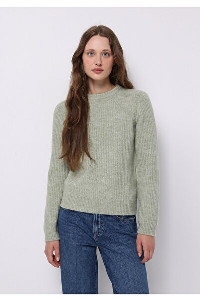 Colin's Regular Fit Yuvarlak Yaka Düz Kadın Yeşil Kazak