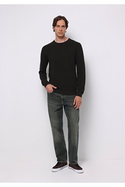 Colin's Pulover antracit pentru bărbați, cu gât rotund, jacquard