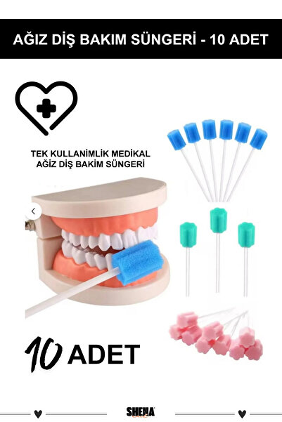 Shena Ağız ve Diş Bakım Çubuğu - Tek Kullanımlık Ağız Diş Temizleme Süngeri - 10 Adet