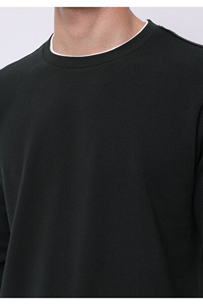 Colin's Regular Fit Yuvarlak Yaka Jakarlı Erkek Yeşil Uzun Kol Tişört