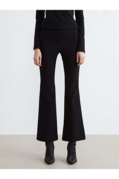 LC Waikiki Black High Waist Flared Women's Leggings Pants