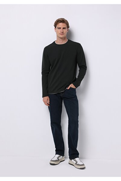 Colin's Regular Fit Yuvarlak Yaka Jakarlı Erkek Yeşil Uzun Kol Tişört