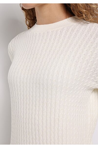 Colin's Regular Fit Yuvarlak Yaka Düz Kadın Beyaz Kazak