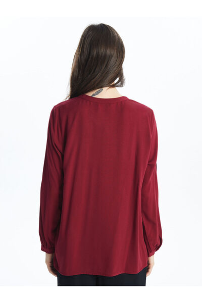 LC Waikiki Burgundy Hakim Collar Women's Blouse