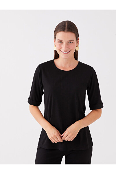 LC Waikiki Γυναικείο μπλουζάκι με μονόχρωμο κοντομάνικο Crew Neck