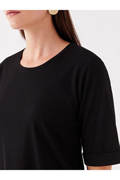 LC Waikiki Γυναικείο μπλουζάκι με μονόχρωμο κοντομάνικο Crew Neck