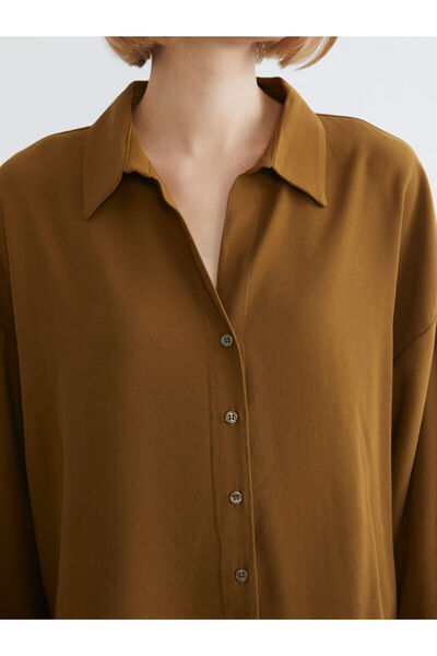 LC Waikiki Καφέ oversized Γυναικείο πουκάμισο