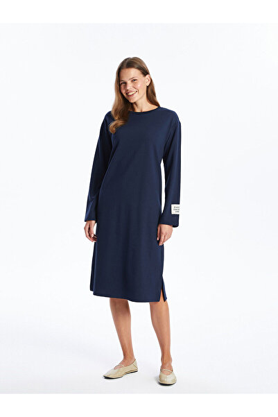 LC Waikiki LCW Comfort - Синя сукня з велосипедним коміром для жінок