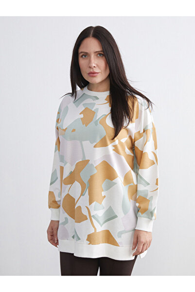 LC Waikiki Mixed Crew Neck Patterned Women's Sweatshirt Tunic