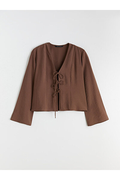 LC Waikiki Vizyon New Season V-Neck Tie-Up Blouse