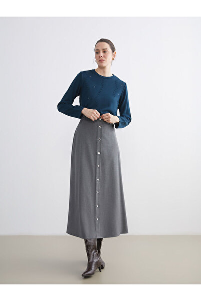 LC Waikiki New Season Button Detailed A-Line Skirt