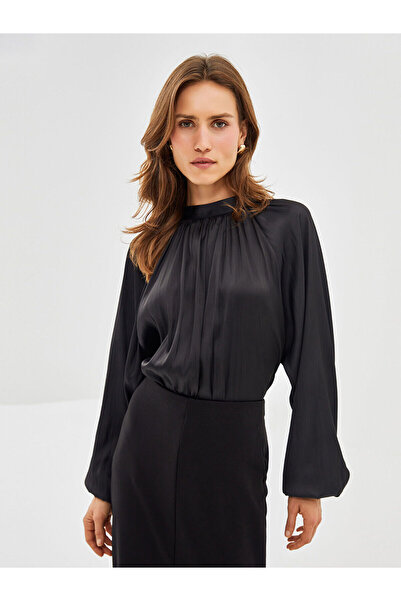 LC Waikiki Stand Collar Oversize Satin Women's Blouse