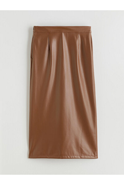 LC Waikiki Özmarka New Season Zippered Waist Leather-Look Pencil Skirt