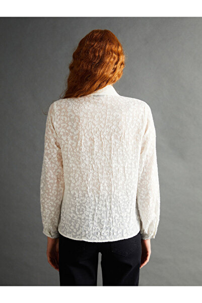 LC Waikiki Ekru Desenli Kadın Gömlek