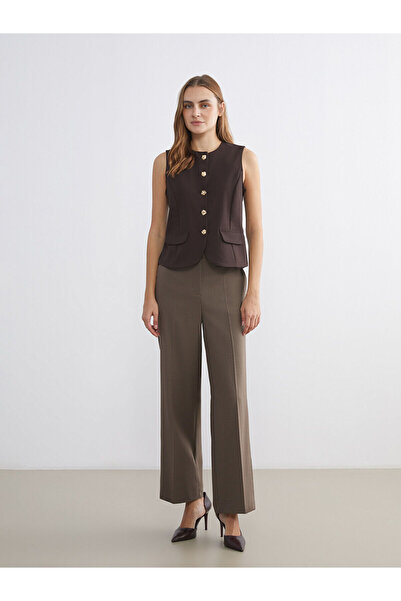 LC Waikiki Lcwaikiki Classicbrown Standard Fit Wide Leg Women's Trousers