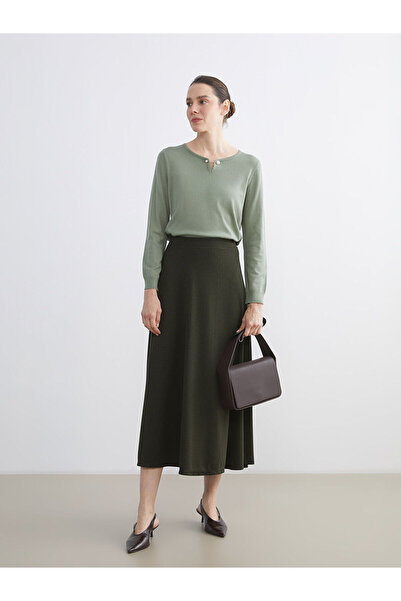 LC Waikiki Yeşil Beli Lastikli Kloş Etek