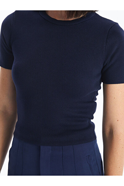 LC Waikiki Dámský pletený svetr – výstřih, pevný střih, krátký rukáv