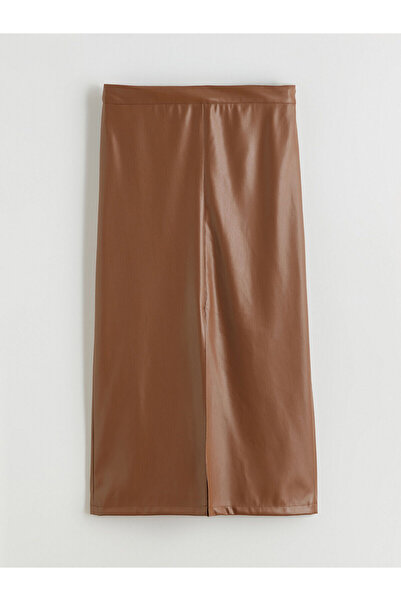 LC Waikiki Özmarka New Season Zippered Waist Leather-Look Pencil Skirt