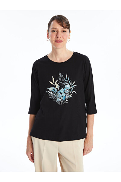 LC Waikiki Дамска блуза с кръгло деколте с флорален принт LCW Grace в светло ...